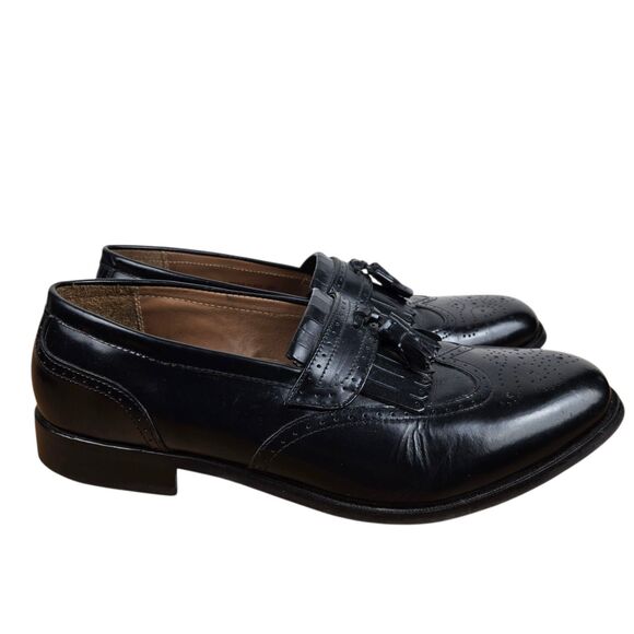 Florsheim Brinson Kiltie Tassel Loafers Sz 9.5 D Wingtip Black Leather Shoes main image 6